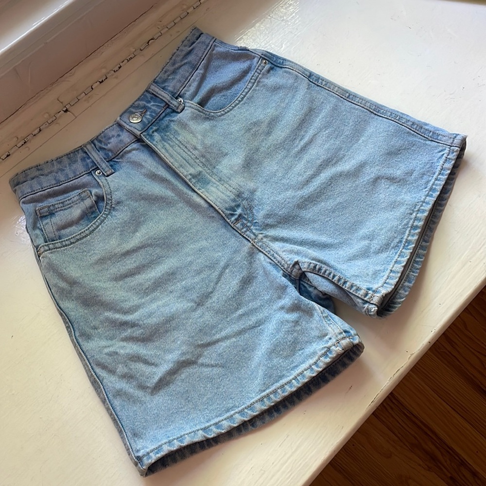 Light Wash Blue Denim High Waisted Jean Shorts